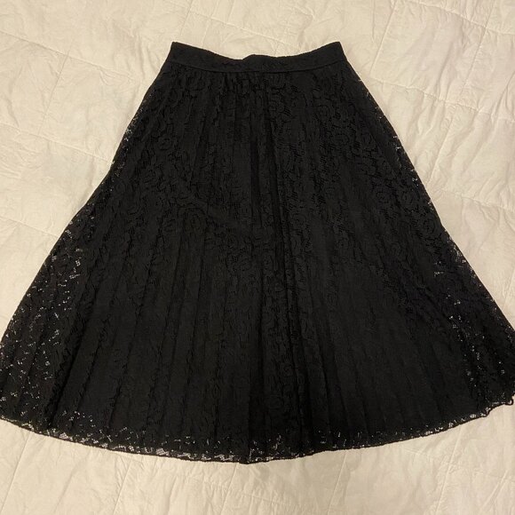 ASOS Pleated Lace Midi Skirt - UK Size 8/US Size 4 (S) Black - Picture 1 of 3